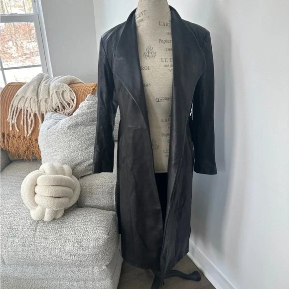 Mackage ‘Selena’ black lamb leather trench coat - Picture 1 of 7